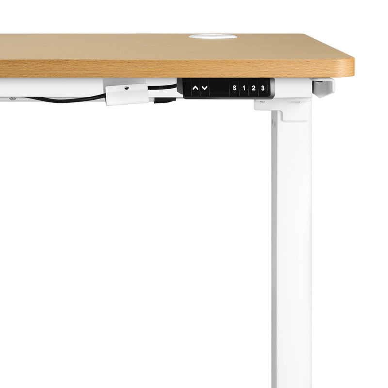 Oikiture Standing Desk Adjustable Motorised 150cm White&Oak