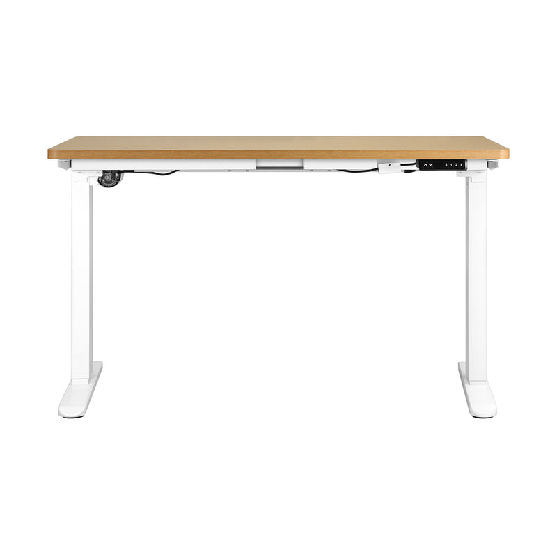 OIKITURE Sit Stand Desk Motorised Adjustable 160cm White&Oak
