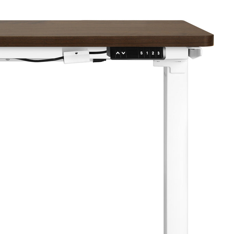 OIKITURE Sit Stand Desk Motorised Adjustable 160cm White&Walnut