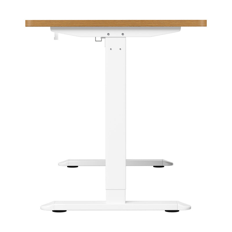 Oikiture Standing Desk Wireless Charging Single Motor 140CM White&Oak