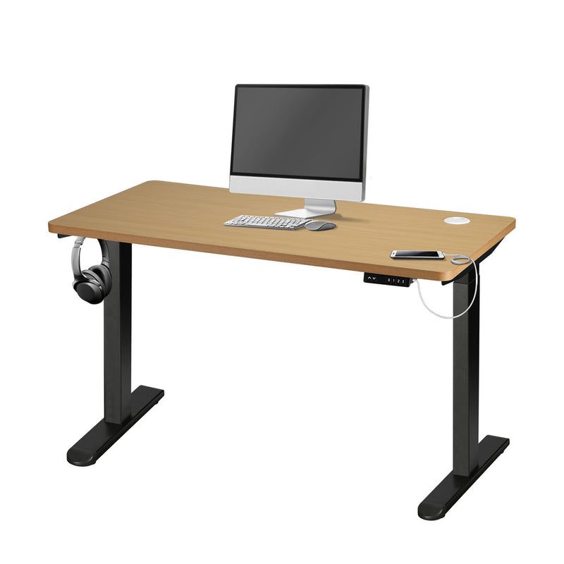 Oikiture Standing Desk Dual Motor Adjustable 120cm Black&OAK