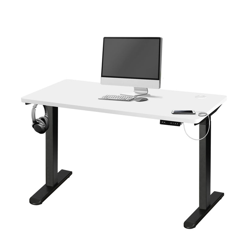 Oikiture Standing Desk Dual Motor Adjustable 140cm Black&White
