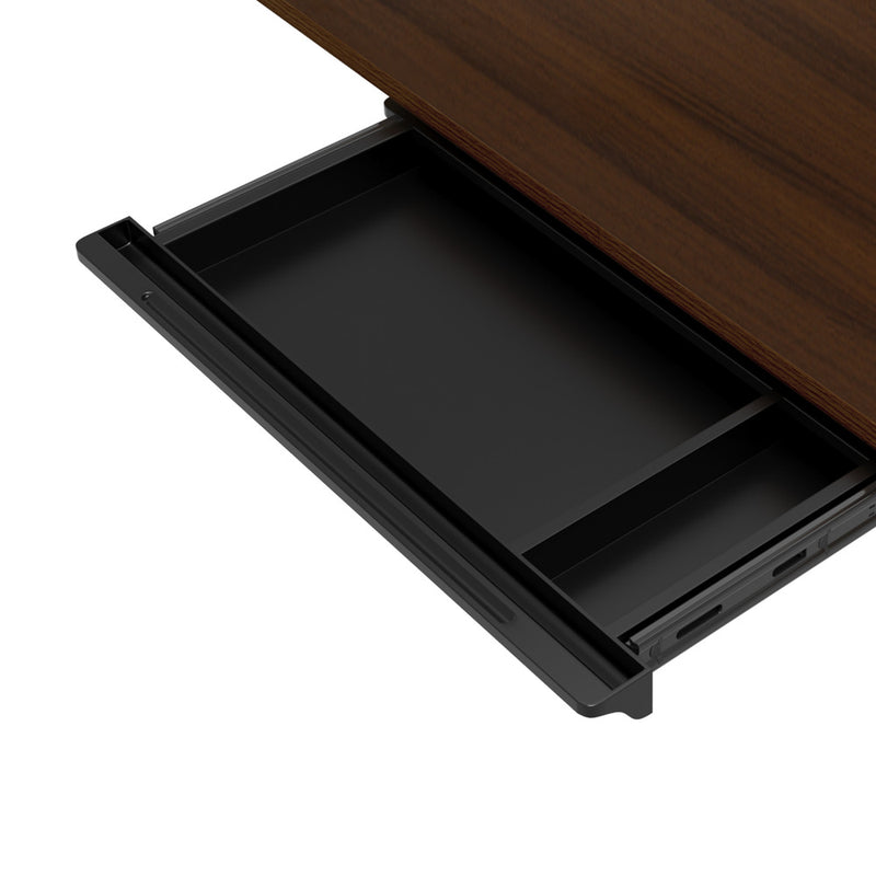 Oikiture 140cm Electric Standing Desk with Drawer Adjustable Black Walnut