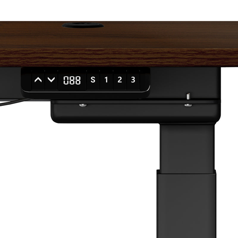 Oikiture 150cm Electric Standing Desk with Drawer Adjustable Black Walnut