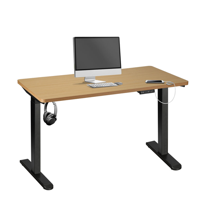 Oikiture Sit-Stand Desk Height Adjustable Desk Black&Oak