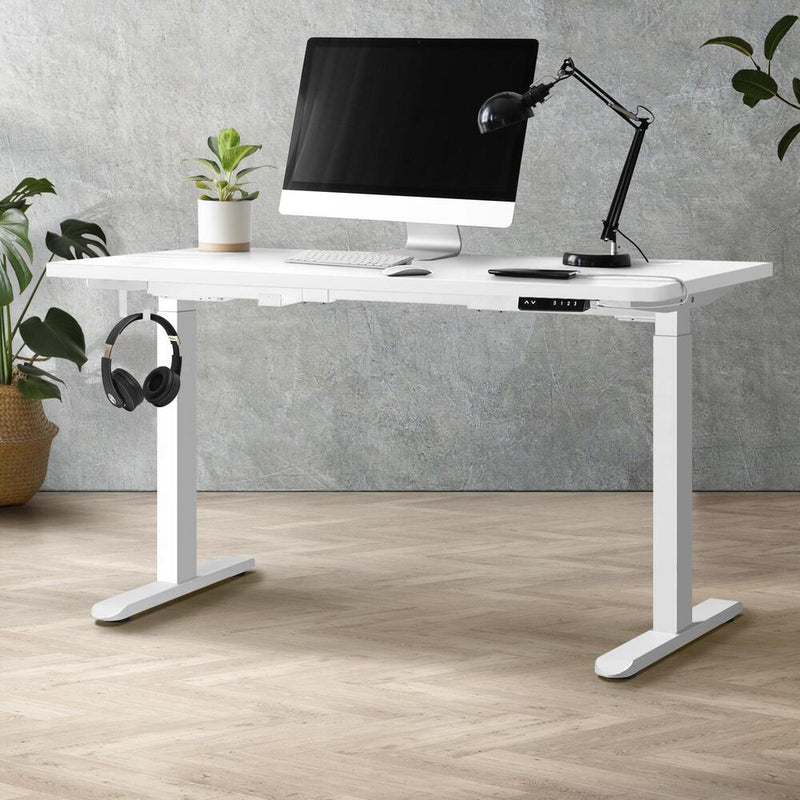 Oikiture Standing Desk Dual Motor Adjustable 140cm White