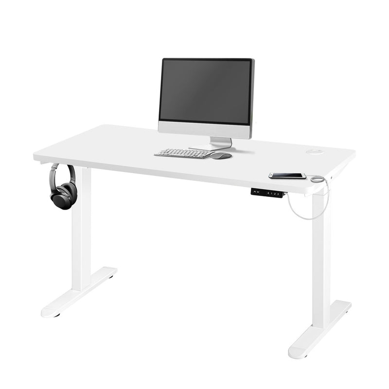 Oikiture Standing Desk Dual Motor Adjustable 140cm White