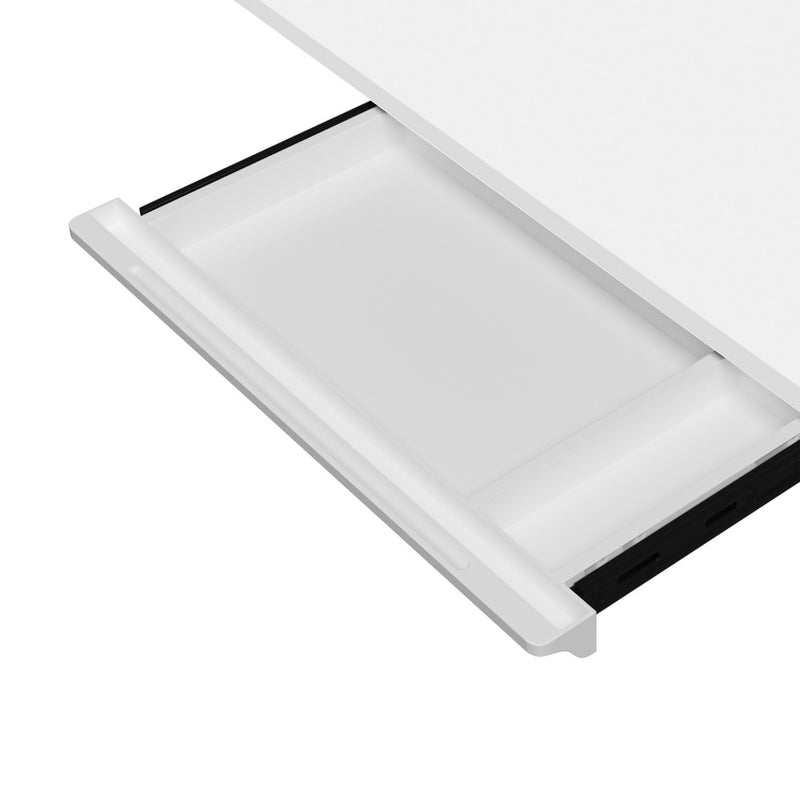 Oikiture 140cm Electric Standing Desk with Drawer Adjustable White