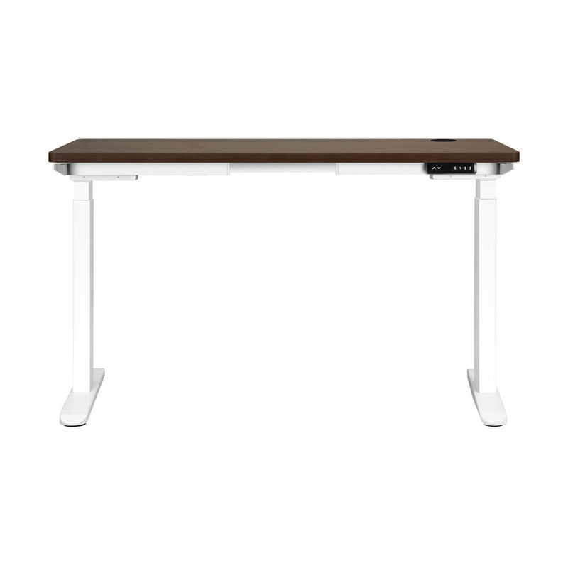 Oikiture Standing Desk Dual Motor Adjustable 140cm White&Walnut