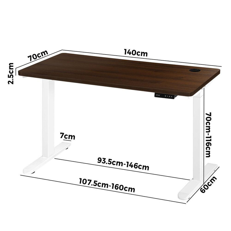 Oikiture Standing Desk Dual Motor Adjustable 140cm White&Walnut