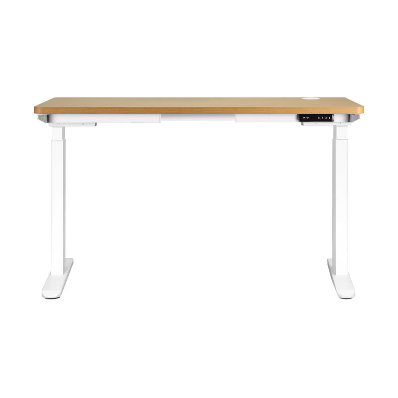 Oikiture Standing Desk Dual Motor Adjustable Motorised White&Oak 150cm