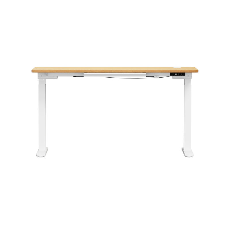 Oikiture 150cm Electric Standing Desk with Drawer Adjustable White Oak