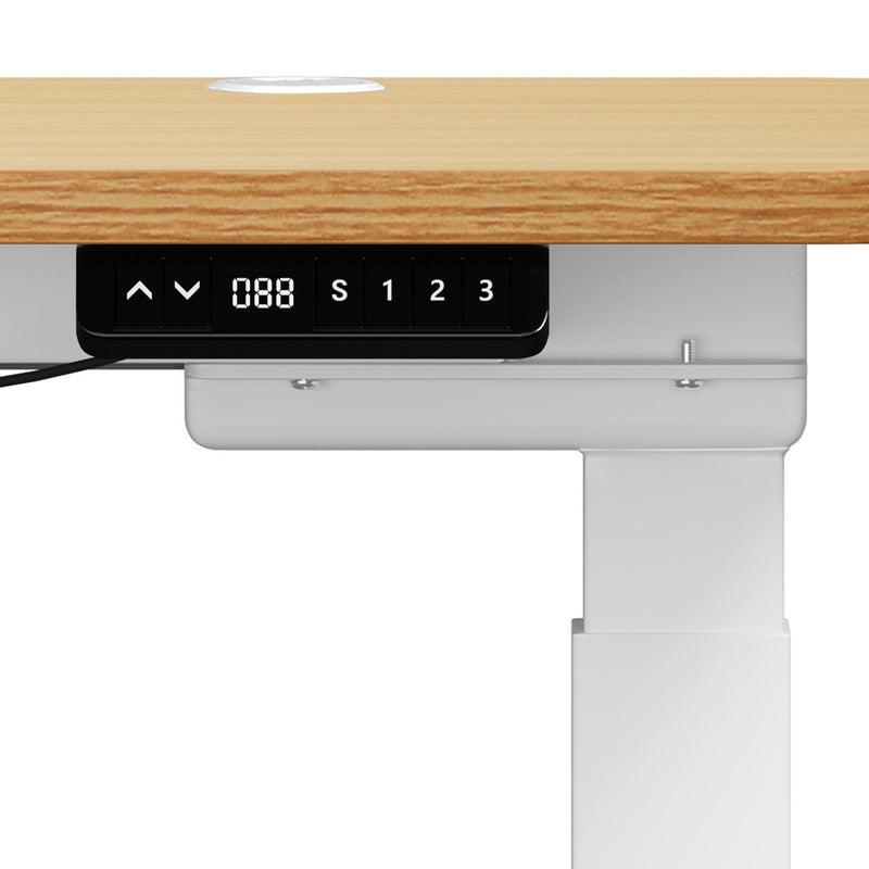 Oikiture 150cm Electric Standing Desk with Drawer Adjustable White Oak