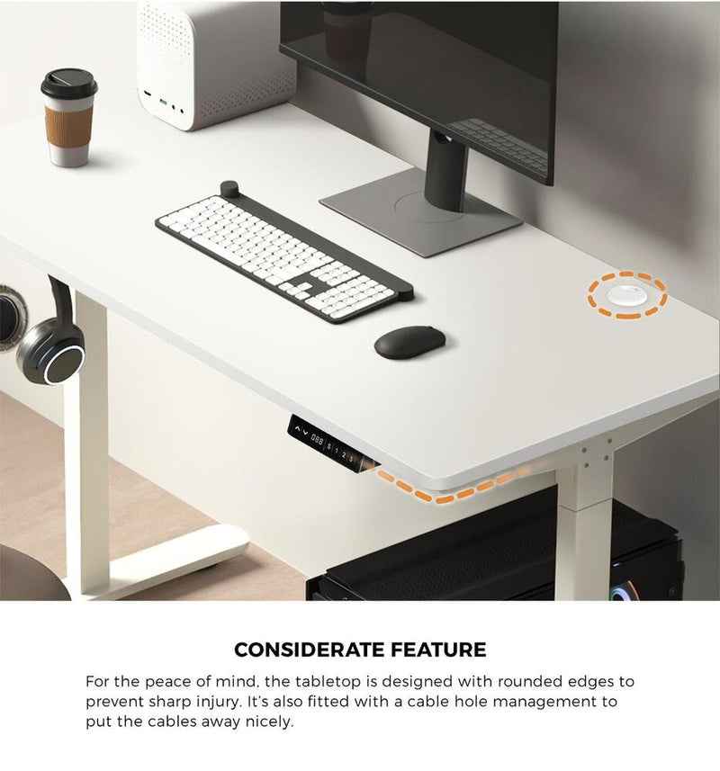 Oikiture Standing Desk Dual Motor Adjustable 150cm White