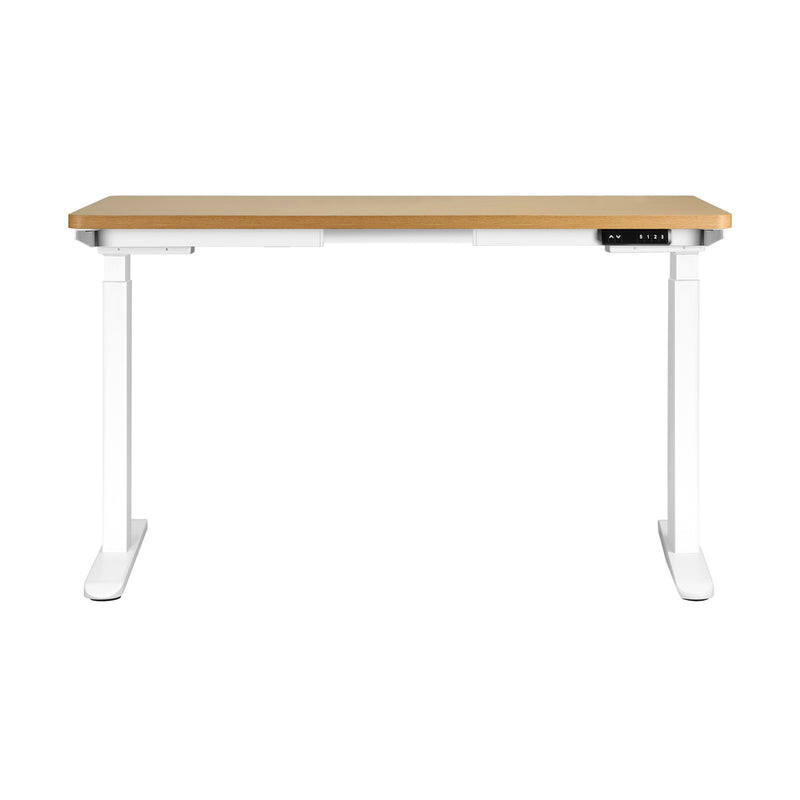 Oikiture Sit-Stand Desk Height Adjustable Desk White&Oak