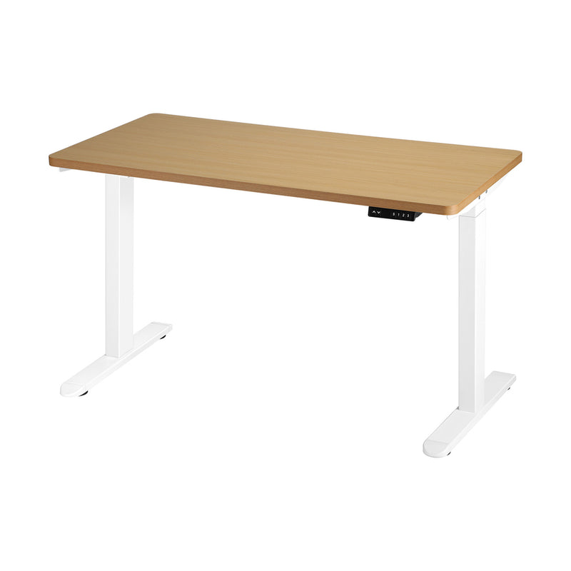Oikiture Sit-Stand Desk Height Adjustable Desk White&Oak