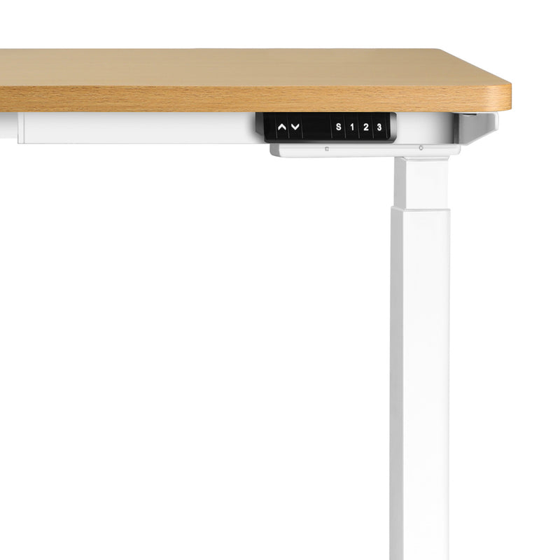 Oikiture Sit-Stand Desk Height Adjustable Desk White&Oak