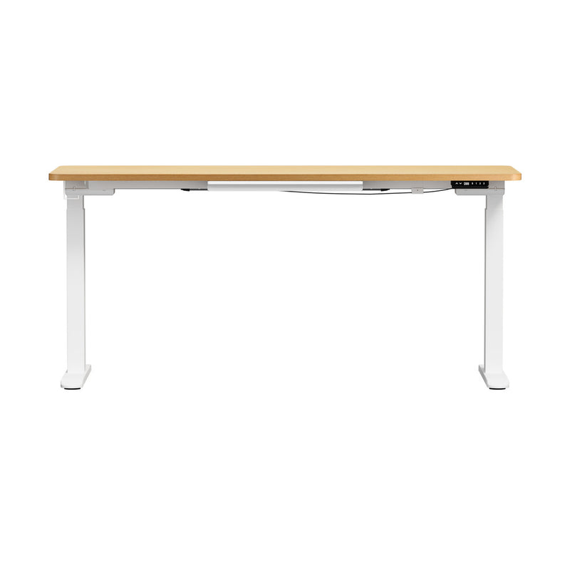 Oikiture 160cm Electric Standing Desk with Drawer Adjustable White Oak