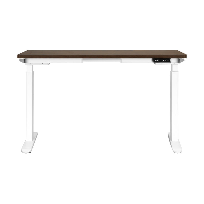 Oikiture Sit-Stand Desk Height Adjustable Desk White&Walnut
