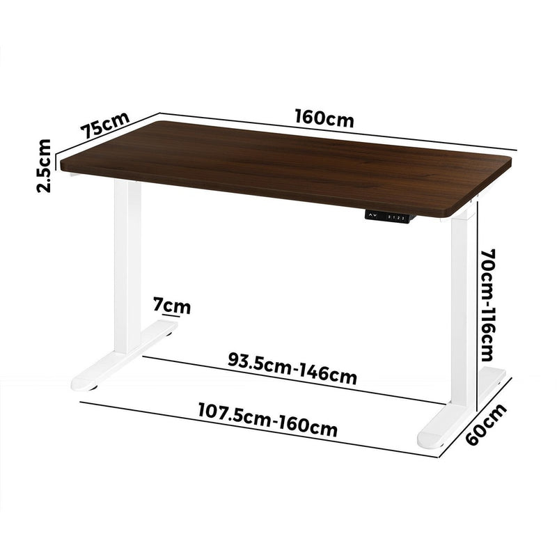 Oikiture Sit-Stand Desk Height Adjustable Desk White&Walnut