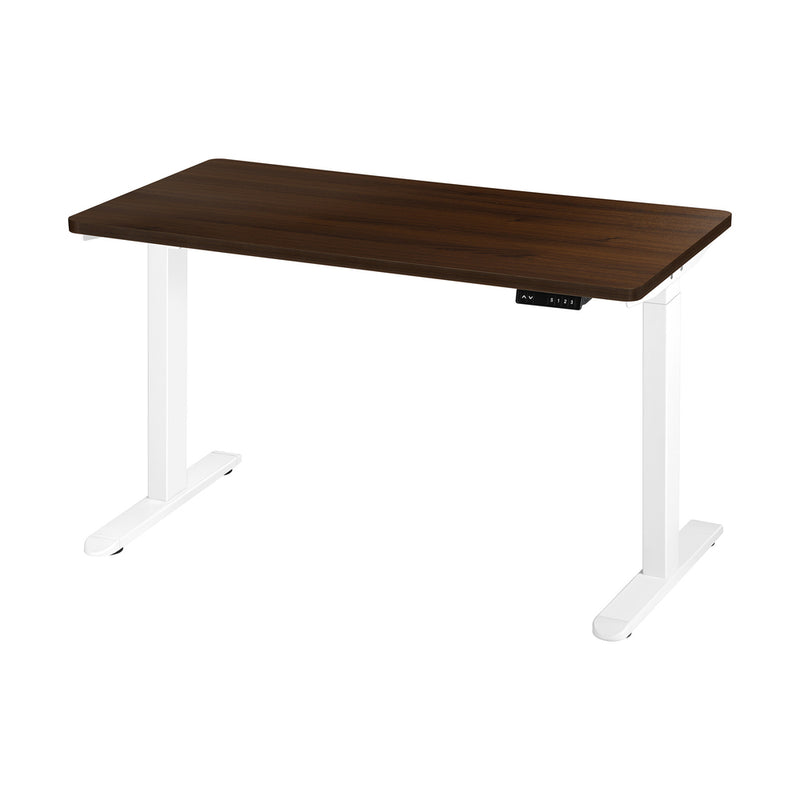 Oikiture Sit-Stand Desk Height Adjustable Desk White&Walnut