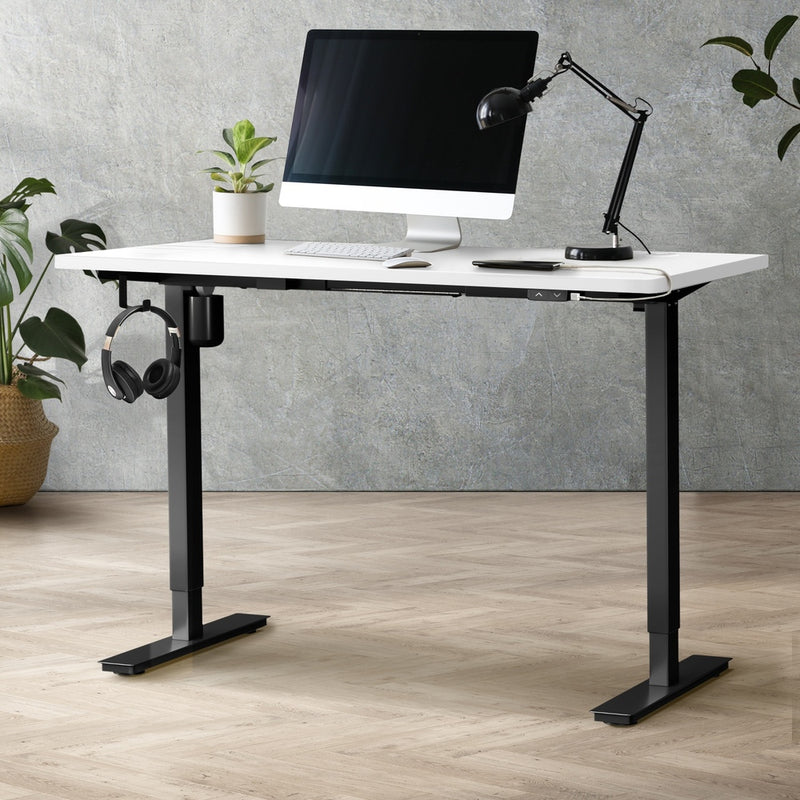Oikiture Electric Standing Desk Single Motor Black&White 140cm