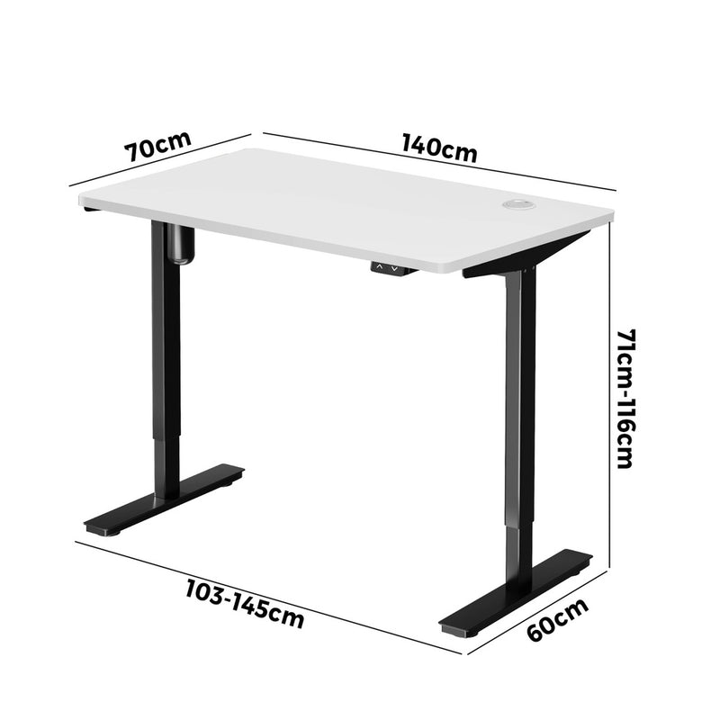 Oikiture Electric Standing Desk Single Motor Black&White 140cm