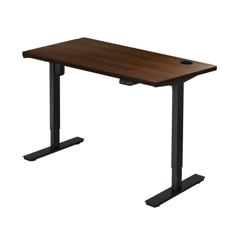 Oikiture Electric Standing Desk Single Motor Black&Walnut 140cm