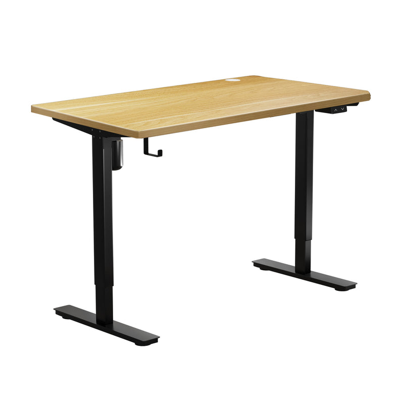 Oikiture Electric Standing Desk Single Motor Black&Oak 150cm