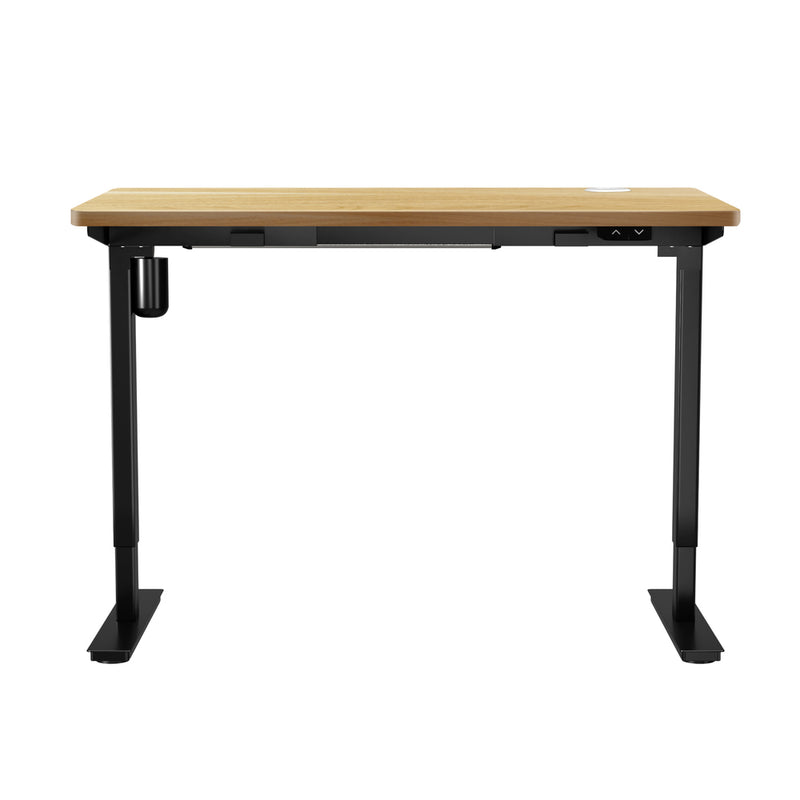 Oikiture Electric Standing Desk Single Motor Black&Oak 150cm