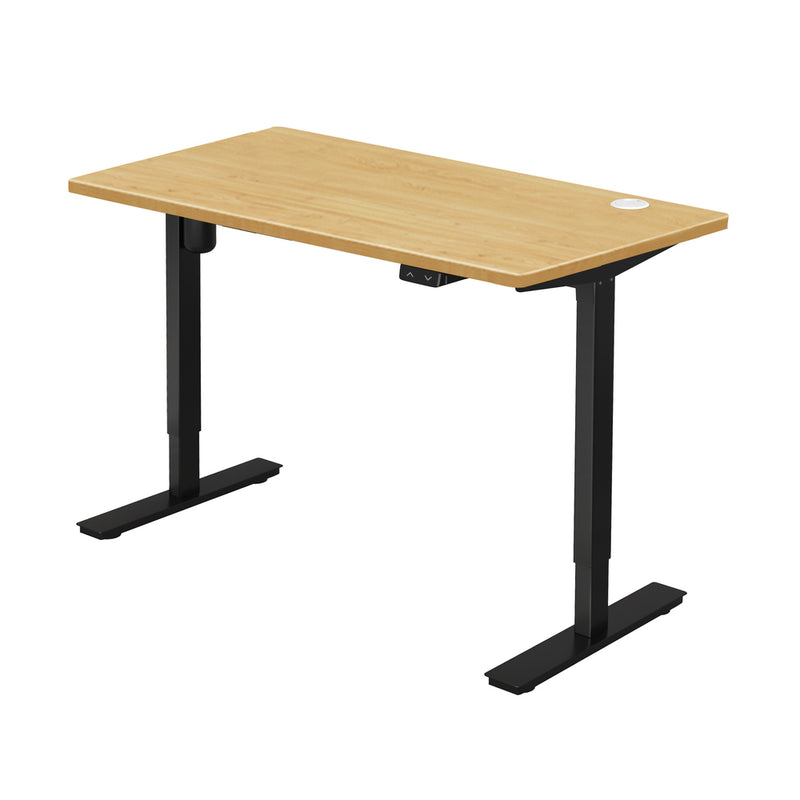 Oikiture Electric Standing Desk Single Motor Black&Oak 150cm