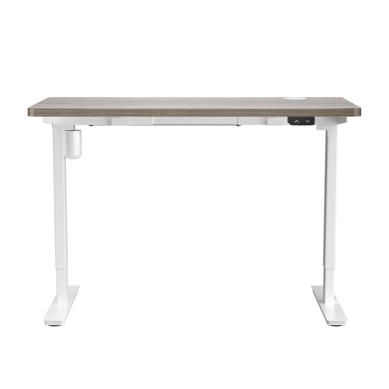 Oikiture 140CM Electric Standing Desk Adjustable White&Grey-Oak