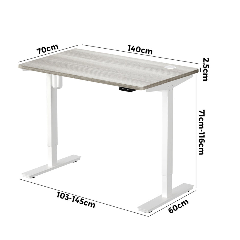 Oikiture 140CM Electric Standing Desk Adjustable White&Grey-Oak
