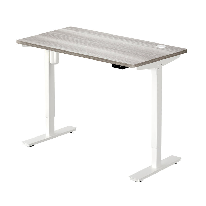 Oikiture 140CM Electric Standing Desk Adjustable White&Grey-Oak