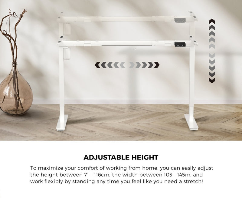 Oikiture Electric Standing Desk Single Motor White 140cm