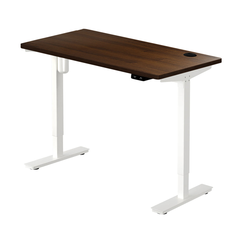 Oikiture Electric Standing Desk Single Motor White&Walnut 140cm