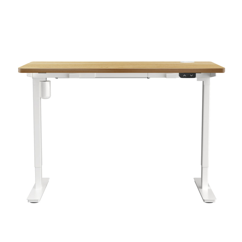 Oikiture Electric Standing Desk Single Motor White&Oak 150cm