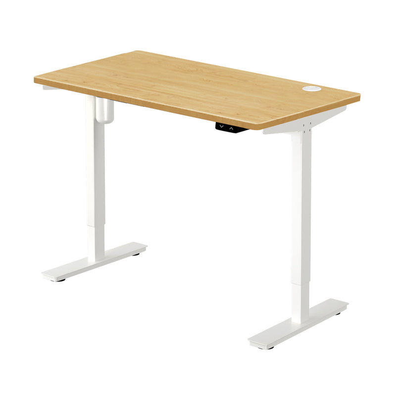 Oikiture Electric Standing Desk Single Motor White&Oak 150cm