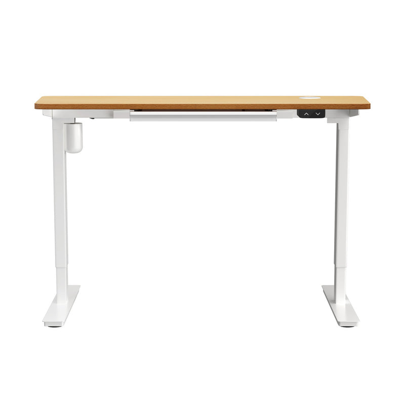 Oikiture 150cm Electric Standing Desk with Drawer Adjustable White & Oak