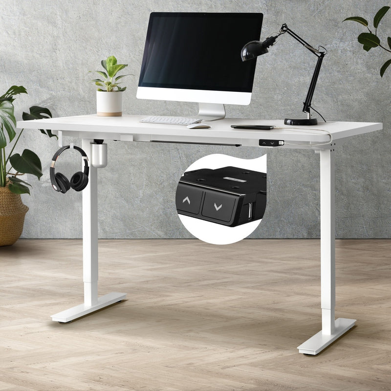 Oikiture Electric Standing Desk Single Motor White 150cm