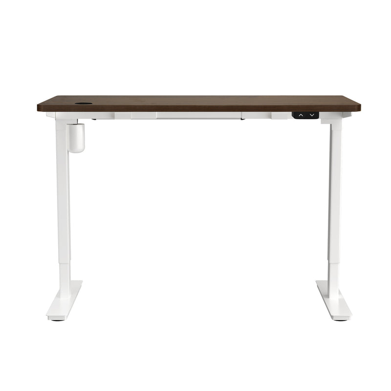 Oikiture Electric Standing Desk Single Motor White&Walnut 150cm