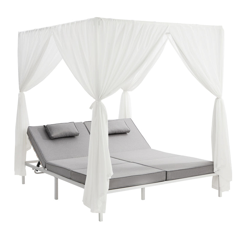 Livsip 3PCS Outdoor Sun Lounger Wicker Lounge Table Chairs Beige