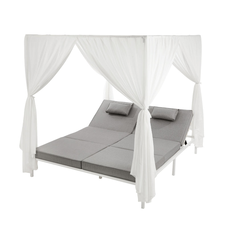 Livsip 3PCS Outdoor Sun Lounger Wicker Lounge Table Chairs Beige