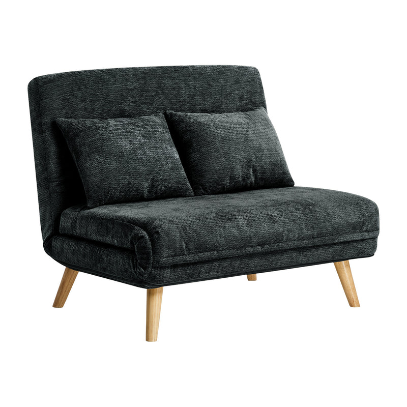 Oikiture Sofa Bed Chair Chenille Recliner Love Sofa Double Charcoal