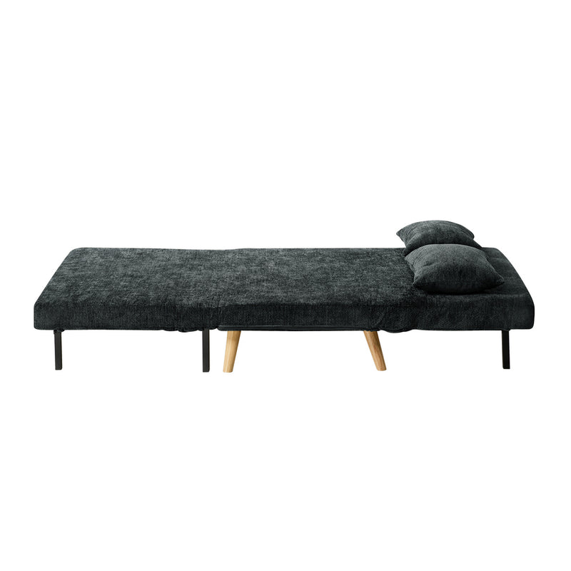 Oikiture Sofa Bed Chair Chenille Recliner Love Sofa Double Charcoal