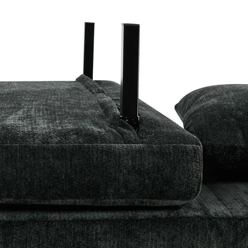 Oikiture Sofa Bed Chair Chenille Recliner Love Sofa Double Charcoal