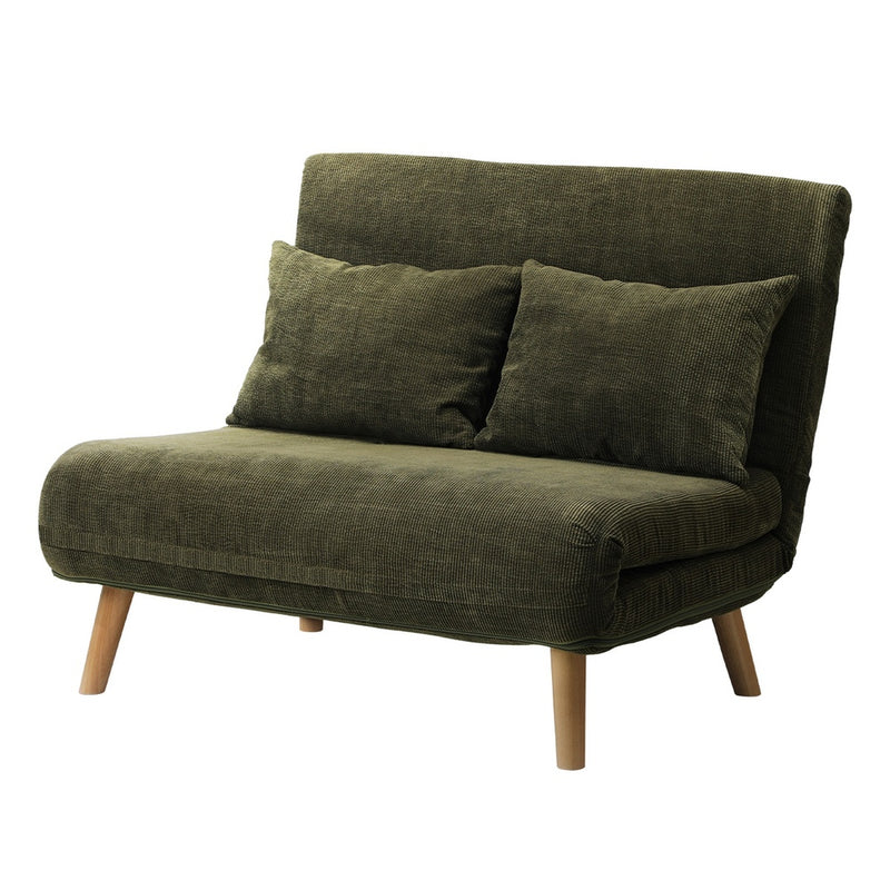 Oikiture Lounge Sofa Bed Polyester Double Seat Green