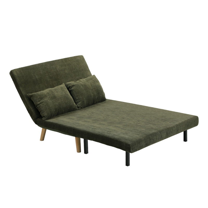 Oikiture Lounge Sofa Bed Polyester Double Seat Green