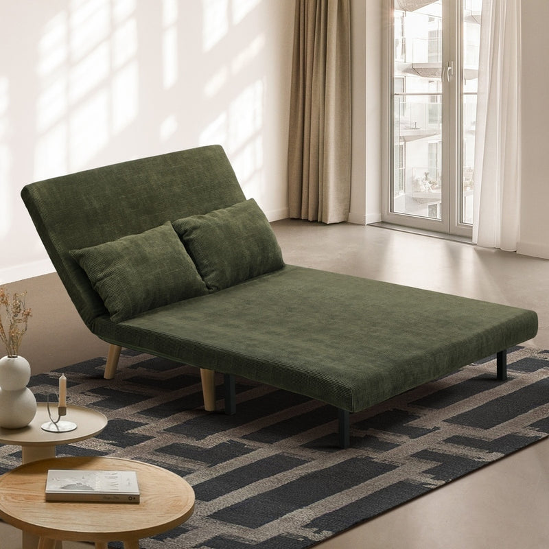 Oikiture Lounge Sofa Bed Polyester Double Seat Green
