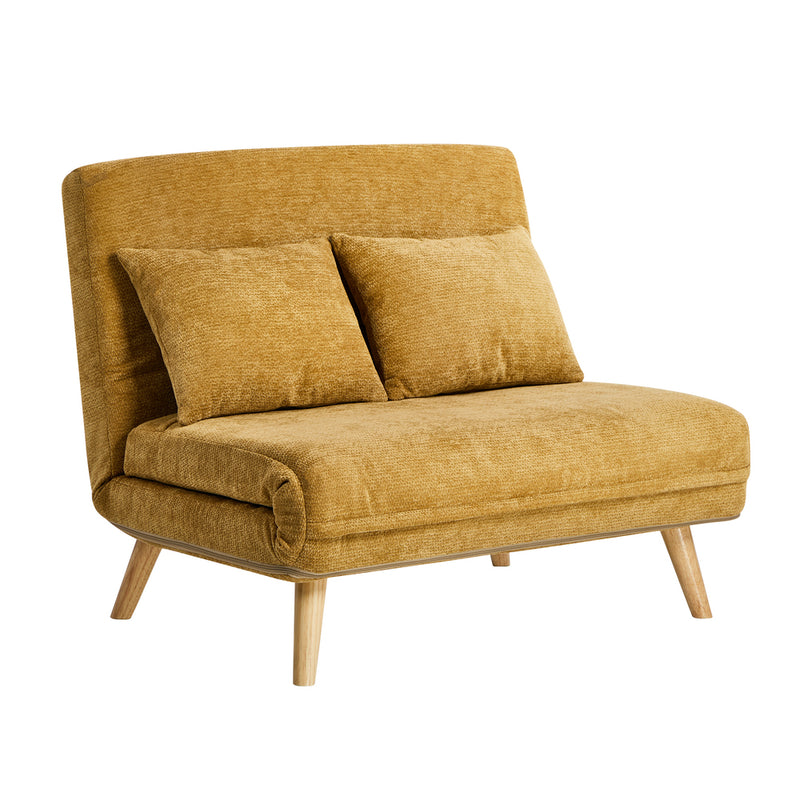 Oikiture Sofa Bed Chair Chenille Recliner Love Sofa Double Yellow